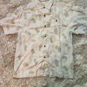 Tommy Bahama White and Gray Silk Shirt